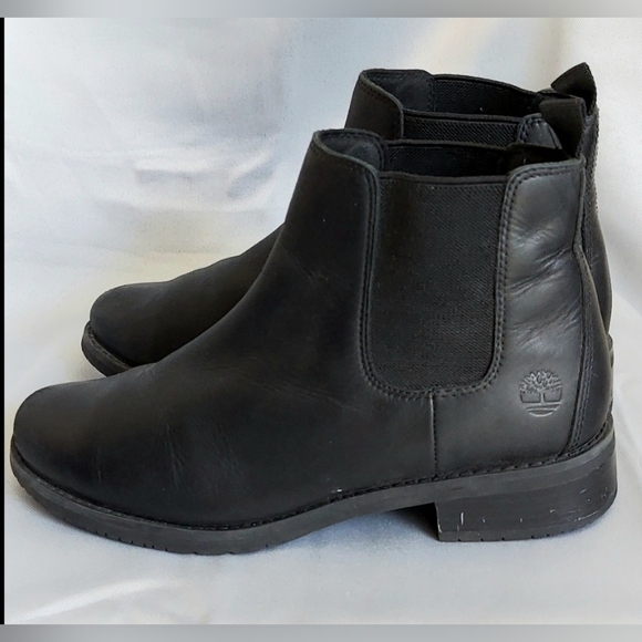 Timberland Chelsea Boots, Size 8, Black Leather, 1" Heel, Round Toe, Style A2JGG - Picture 5 of 10